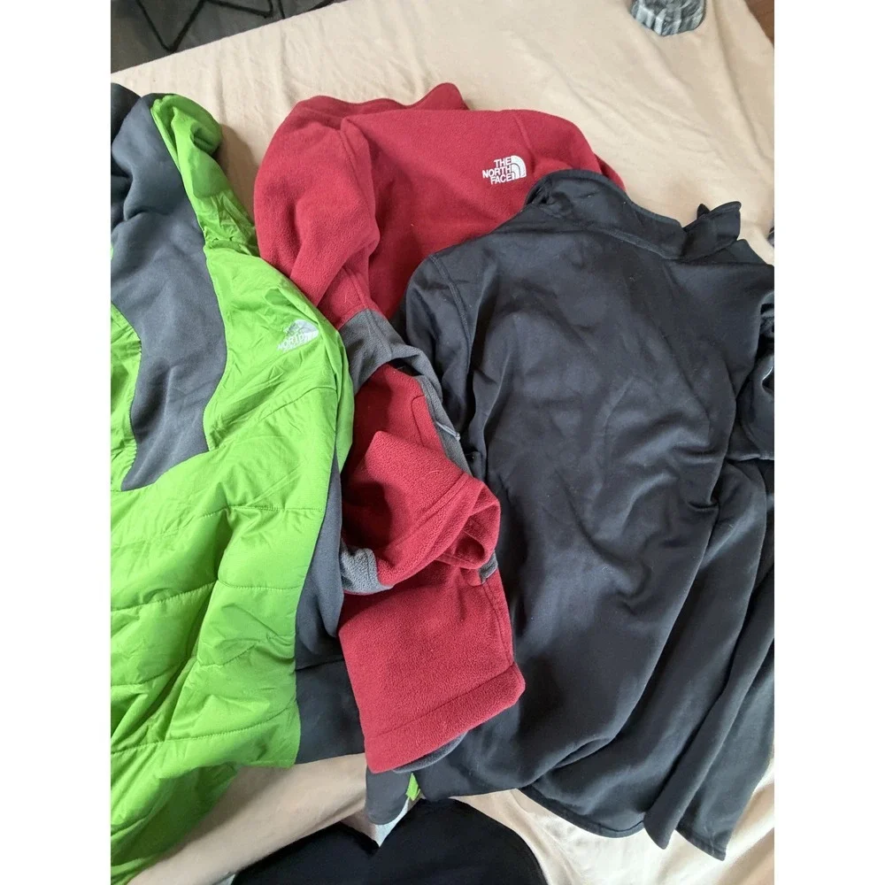 Lot of 3 North Face Sweater Windbreaker Jacket Men's XL Red Green Black